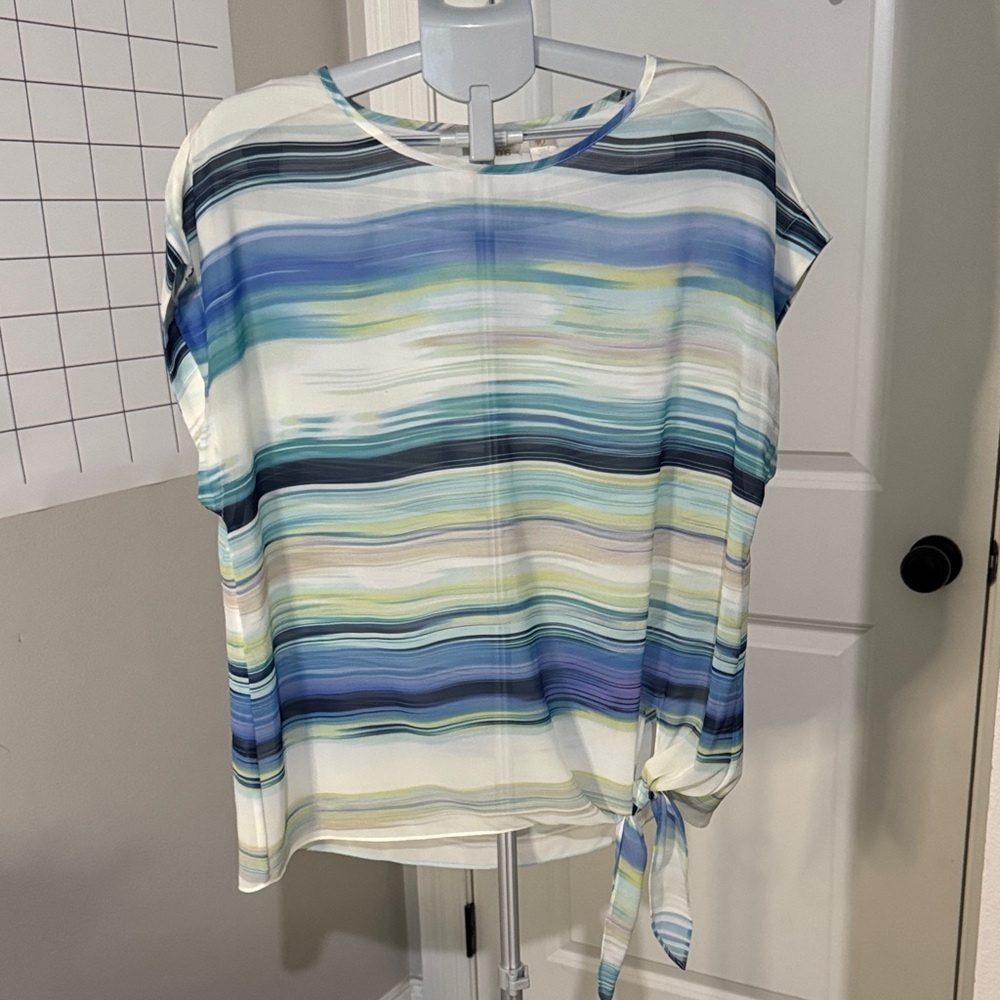 Chico's Blue and Green Striped Blouse